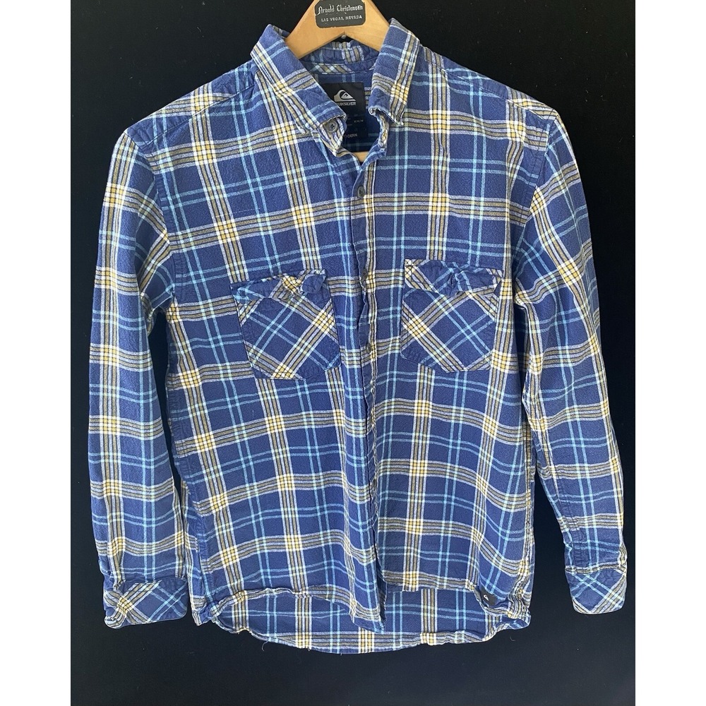 Quiksilver Flannel Plaid Blue‎ Shirt Men's Size Medium Casual